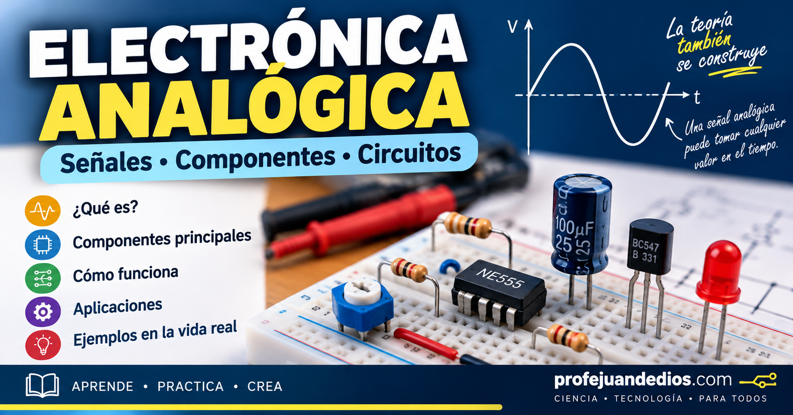 Electrónica analógica: qué es, cómo funciona y ejemplos 1 Electrónica analógica: señales, componentes y circuitos